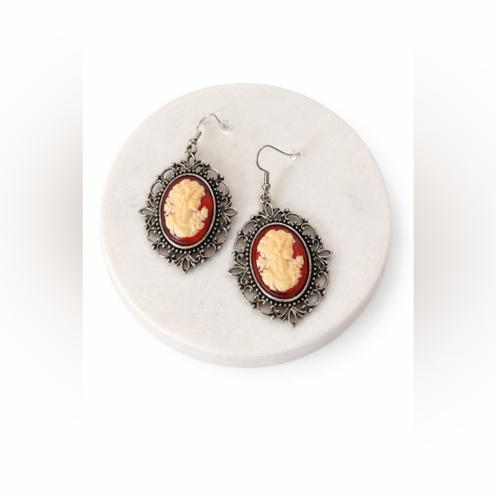 Elegant Cameo Drop Earrings